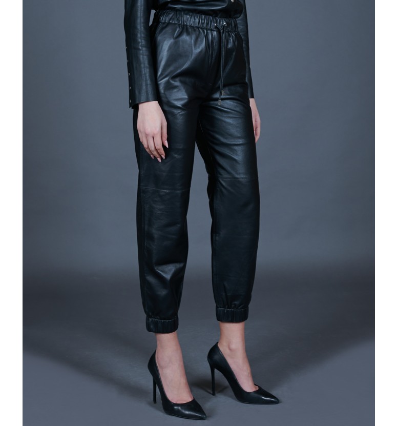 Women black leather pant Sanda_E ADMILANO