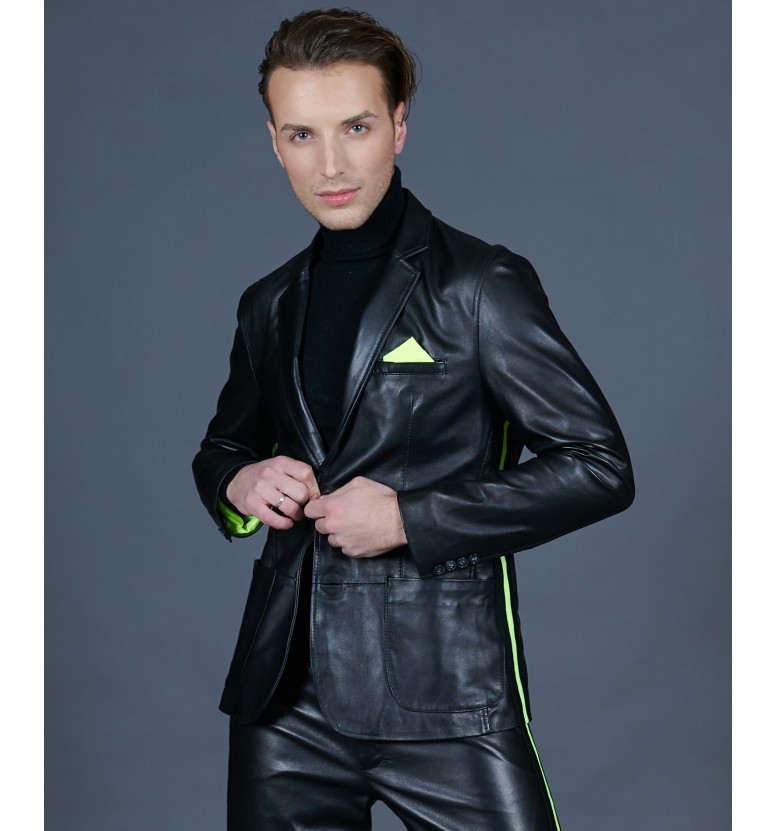 Black leather blazer Lux AD MILANO