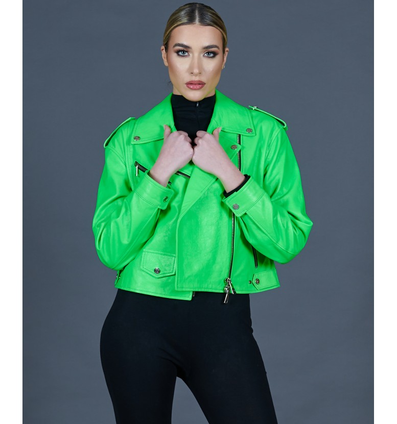 Chiodo in pelle verde oversize Arah AD MILANO