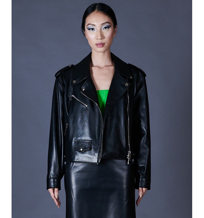 Black leather perfecto biker AD MILANO