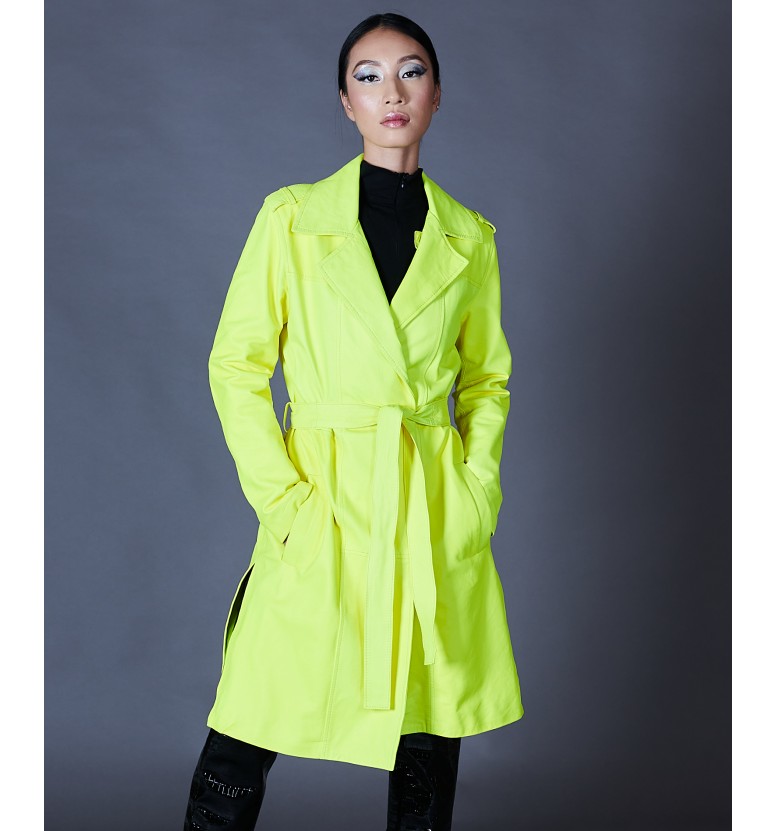 Yellow leather trench coat AD MILANO