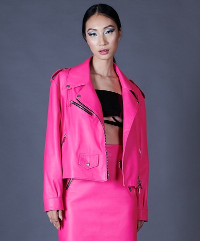 Fuchsia leather perfecto biker AD MILANO 2