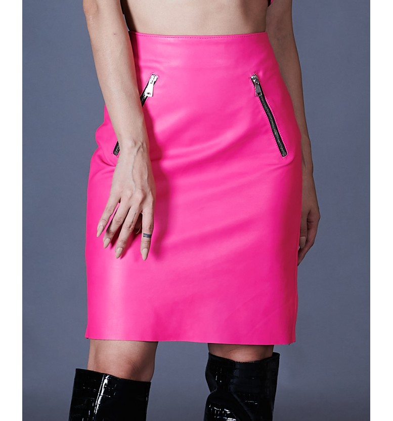 Fuchsia leather skirt AD MILANO