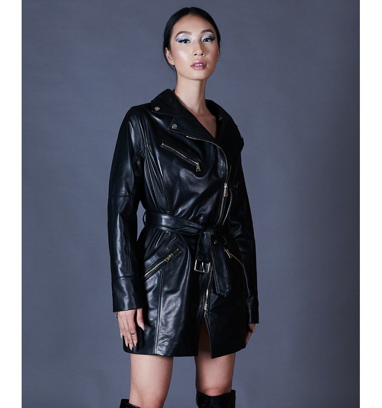Black leather biker dress AD MILANO