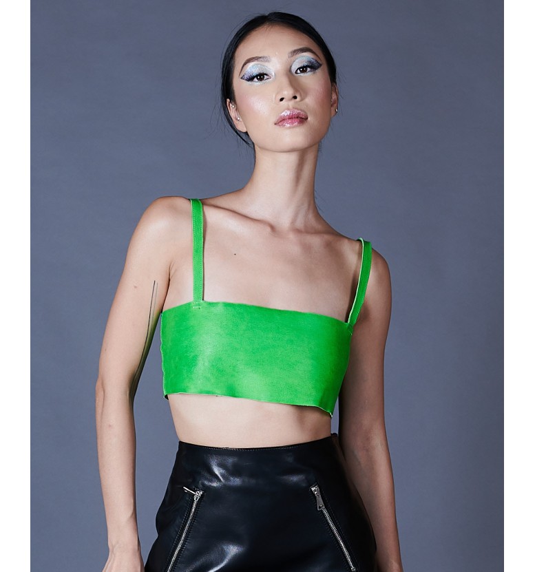 Green leather top AD MILANO