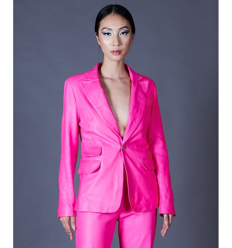 Blazer in pelle fuxia AD MILANO