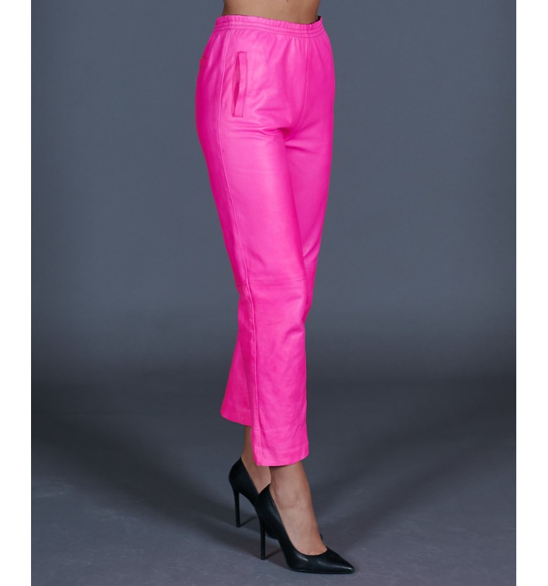 Pantalone in pelle fuxia AD MILANO