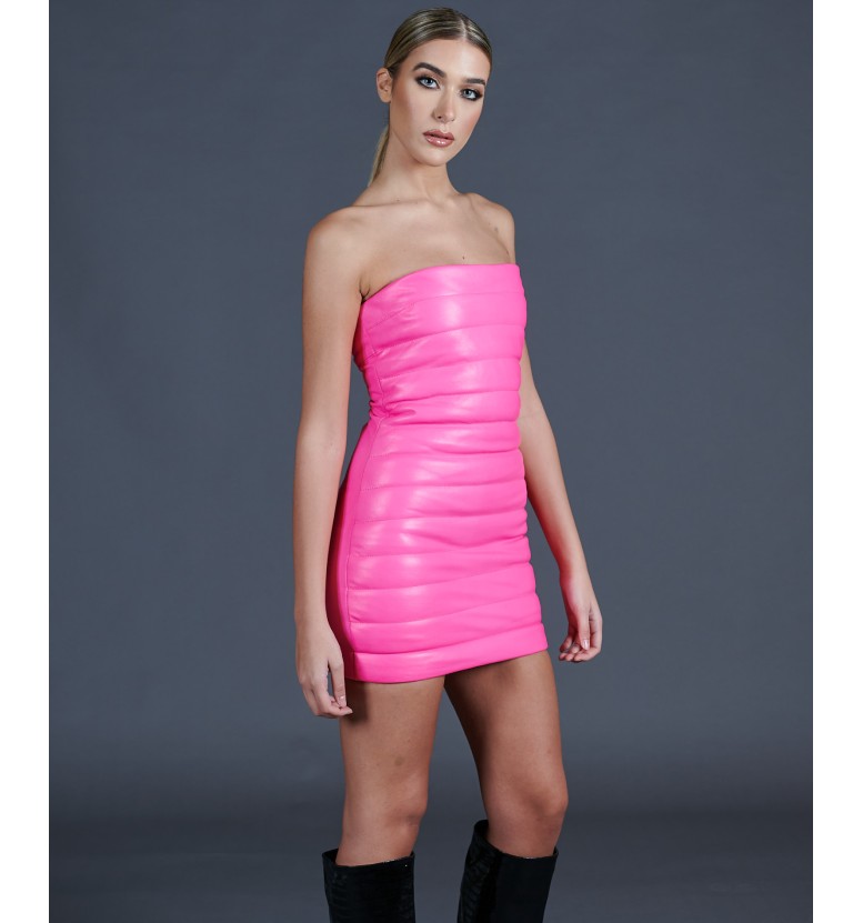 Pink leather quilted dress AD MILANO