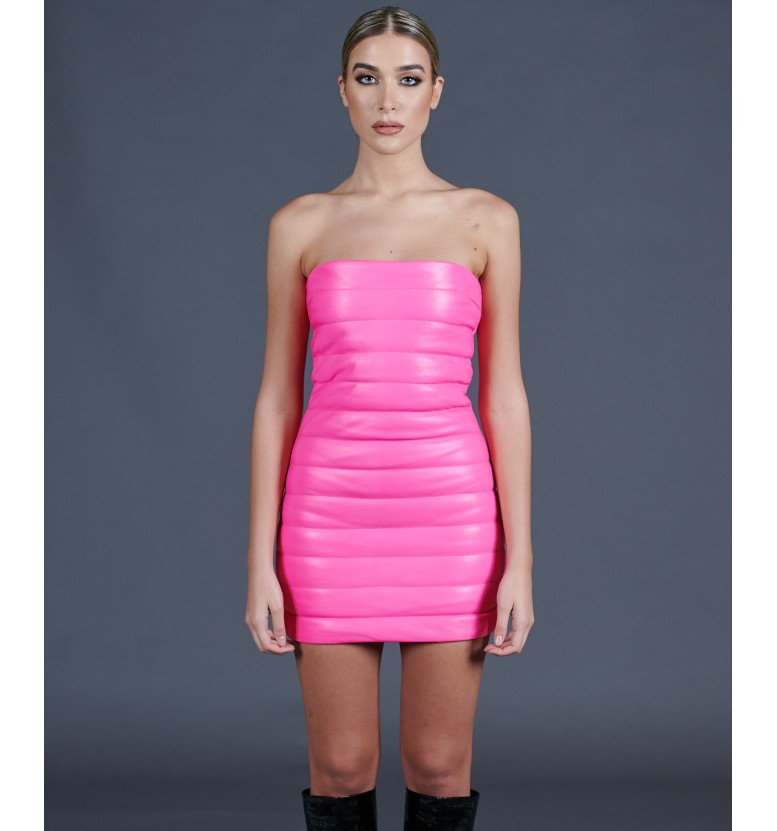 Pink leather quilted dress AD MILANO