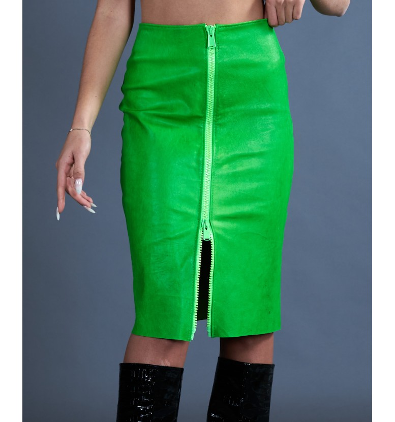 Green midi leather skirt AD MILANO